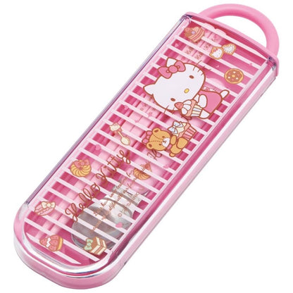 Sanrio｜Kitty猫可爱印花Ag+抗菌外出便携餐具组｜勺筷各1