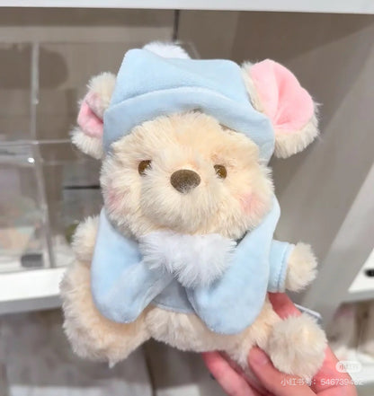 Disney迪士尼｜Plush Toy (S）/ White Pooh Fruit Latte Color Cape 东迪冬日限定水果拿铁色睡衣睡帽斗篷系列可爱角色坐姿毛绒玩偶/公仔/S号｜约28×17×19cm