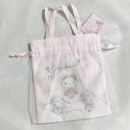 Sanrio｜Handled Pouch White Cat Ballerina｜21×0.5×24cm approx.
