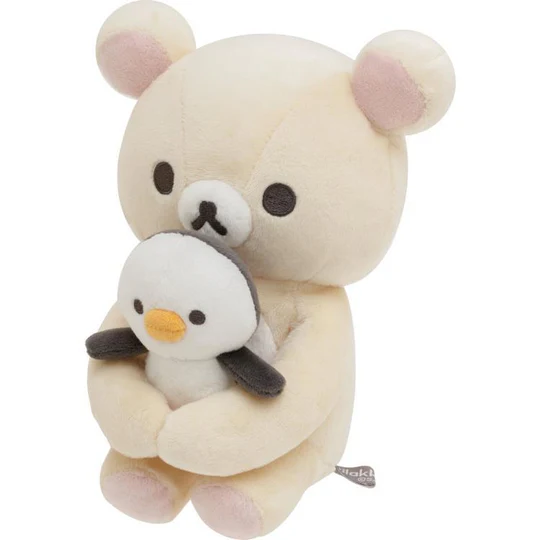 Rilakkuma轻松熊｜ Favorite Things Plush Smartphone Stand San-X毛绒玩偶手机支架/衣服和企鹅可分离｜约180×140×110mm
