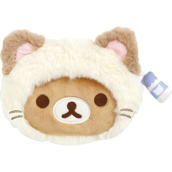 Rilakkuma轻松熊｜泡汤/泡温泉系列猫耳朵零钱包/牛奶罐拉链头｜约100×130×55mm