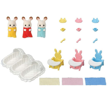 SylvanianFamilies森贝儿家族｜Triplets Care Set-Chocolate Rabbit巧克力兔三胞胎小鼻嘎套装玩具/过家家5532