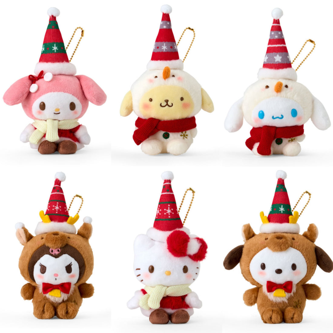 Sanrio三丽鸥｜Mascot Holder/ Christmas 2024圣诞限定可爱角色毛绒玩偶挂件/包挂｜约8.5×6.5×19cm
