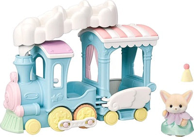 SylvanianFamilies森贝儿家族｜Floating Cloud Rainbow Train-Fennec Fox Baby Yulie云朵彩虹列车耳阔狐套组/玩具/过家家5702