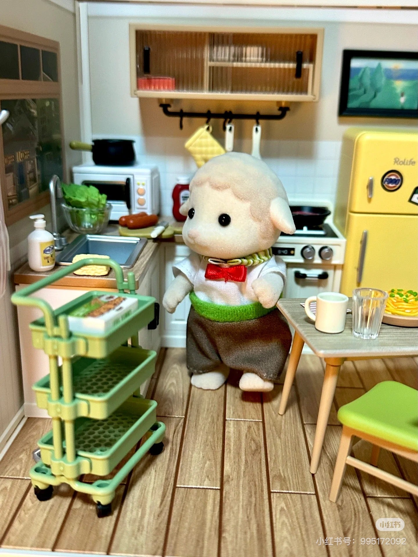 SylvanianFamilies森贝儿家族｜Sheep Family绵羊家族一家四口植绒站宝套组/玩具/过家家5619