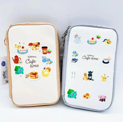 Pikachu皮卡丘｜Flat Multi Case Pouch - Cafe Time 咖啡时光皮质感扁平多用双拉链保护套/笔袋/收纳包｜约110×190×30mm