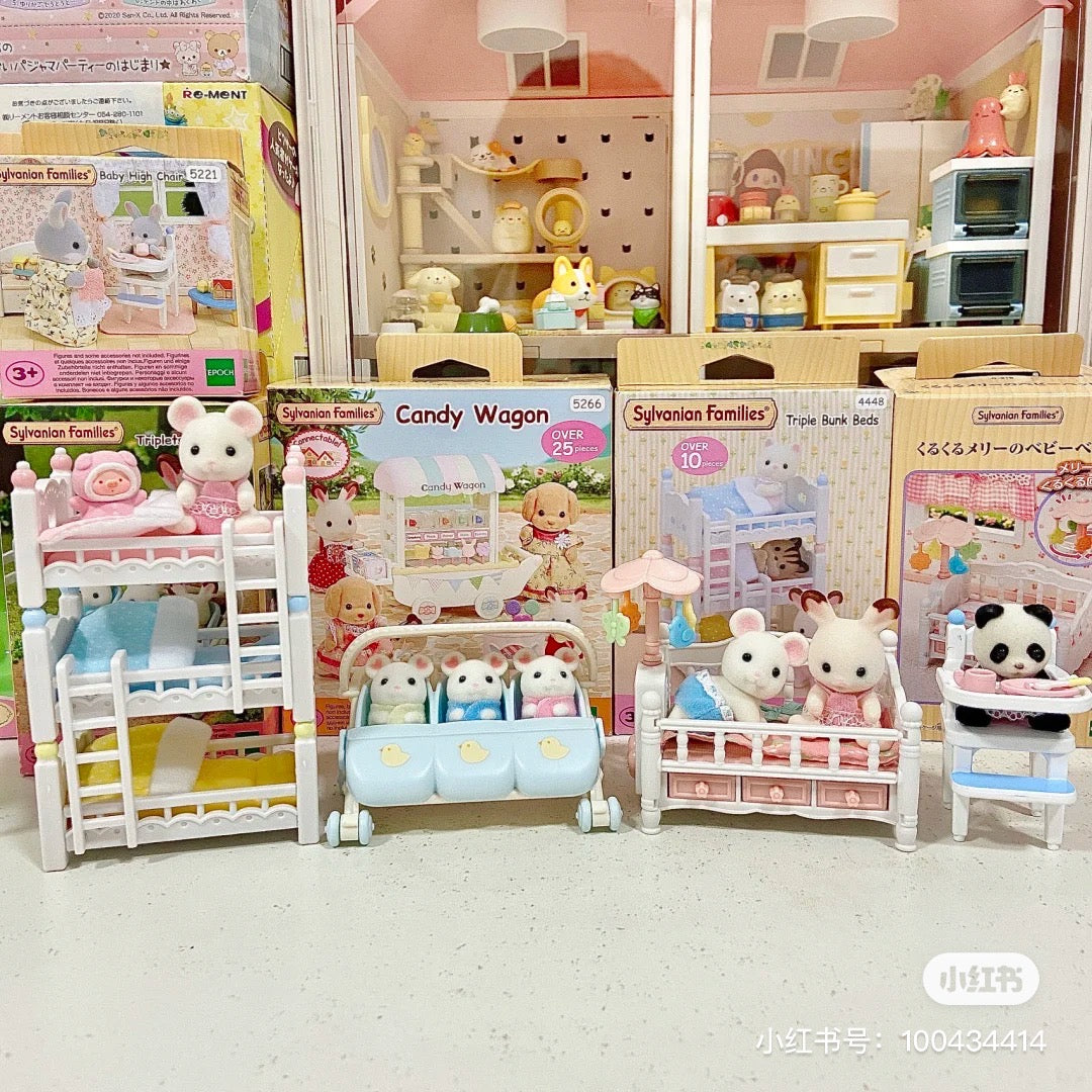 SylvanianFamilies森贝儿家族｜Triple Bunk Beds with Slide可自由拼接三层婴儿床套组/玩具/过家家5741