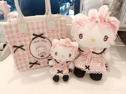 Sanrio三丽鸥｜ Dream Ribbon Plush Toy梦幻蕾丝蝴蝶结千鸟格女仆地雷系毛绒玩偶/公仔｜约 W17.5×D14×H24cm