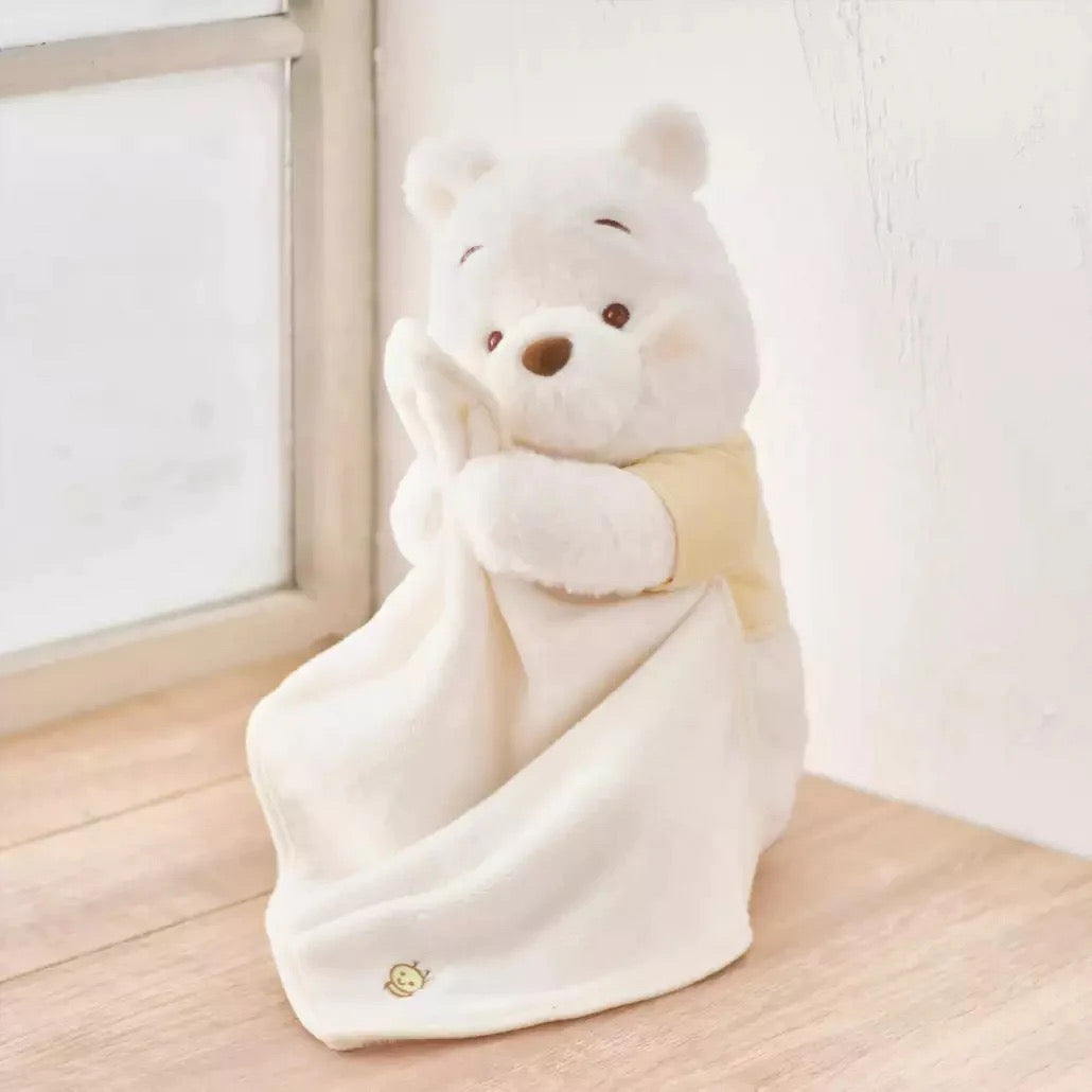 Disney｜2023 Winnie the pooh小熊维尼White pooh白色冬日限定抱毯公仔/玩偶｜高さ約36×幅27×奥行き35(cm)