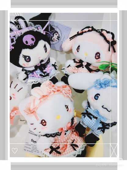 Sanrio三丽鸥｜ Dream Ribbon Plush Toy梦幻蕾丝蝴蝶结千鸟格女仆地雷系毛绒玩偶/公仔｜约 W17.5×D14×H24cm