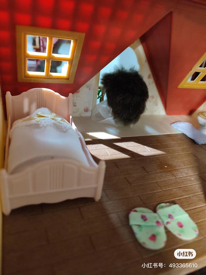 SylvanianFamilies森贝儿家族｜Red Roof Cosy Cottage Starter Home-Chocolate Rabbit巧克力兔站宝+甜梦小屋/别墅套组5567