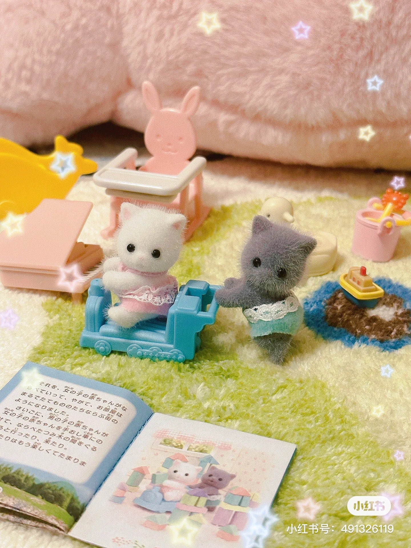 SylvanianFamilies森贝儿家族｜Persian Cat Twins 波斯猫双胞胎宝宝推车套组/玩具/过家家5457