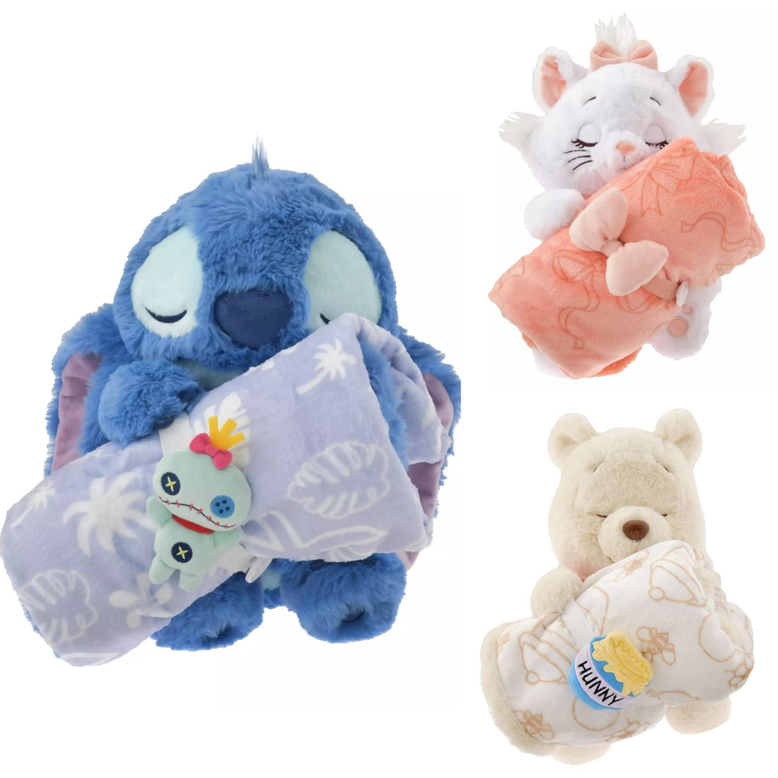 Disney ｜Blanket Tropical Pattern with Plush Toy东迪超好摸坐姿毛绒玩偶抱印花毯子/公仔/带毛毯｜约高 28 x 宽 20 x 深 21cm