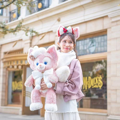 【还有补货】Disney迪士尼｜东迪冬日圣诞限定蝴蝶结贝雷帽LinaBell玲娜贝儿大型毛绒玩偶/公仔/m贝｜全长约65cm，座高48cm