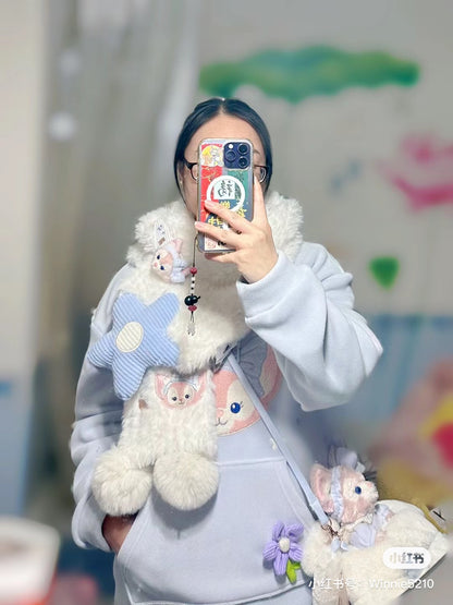 Disney SH｜超暖和懒懒Linabell玲娜贝儿刺绣头像围巾