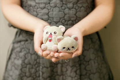Rilakkuma轻松熊｜草莓日系列软fufu小白熊手玉限定/mini公仔｜約80×70×45mm