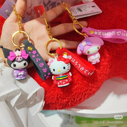 Sanrio三丽鸥｜Keycharm Kimono和服系列超有质感硅胶可爱角色钥匙扣挂件/包挂｜约3.7 x 7.2 x 7.5cm