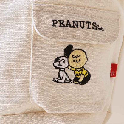 Snoopy｜cafe限定 Rootote刺绣帆布手拎包｜约宽38x 高27 x深24cm