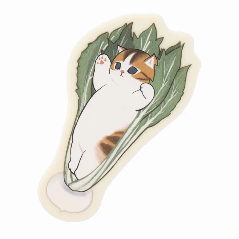 Mofusand｜Mofumofu Marche Sleeping Acrylic Badge - Vegetable Cat｜H65×W54×D15mm approx.