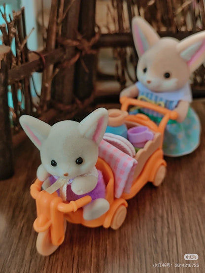 SylvanianFamilies森贝儿｜Sunny Picnic Fennec Fox Sister &amp; Baby 耳廓狐阳光野外套组/玩具/过家家5698