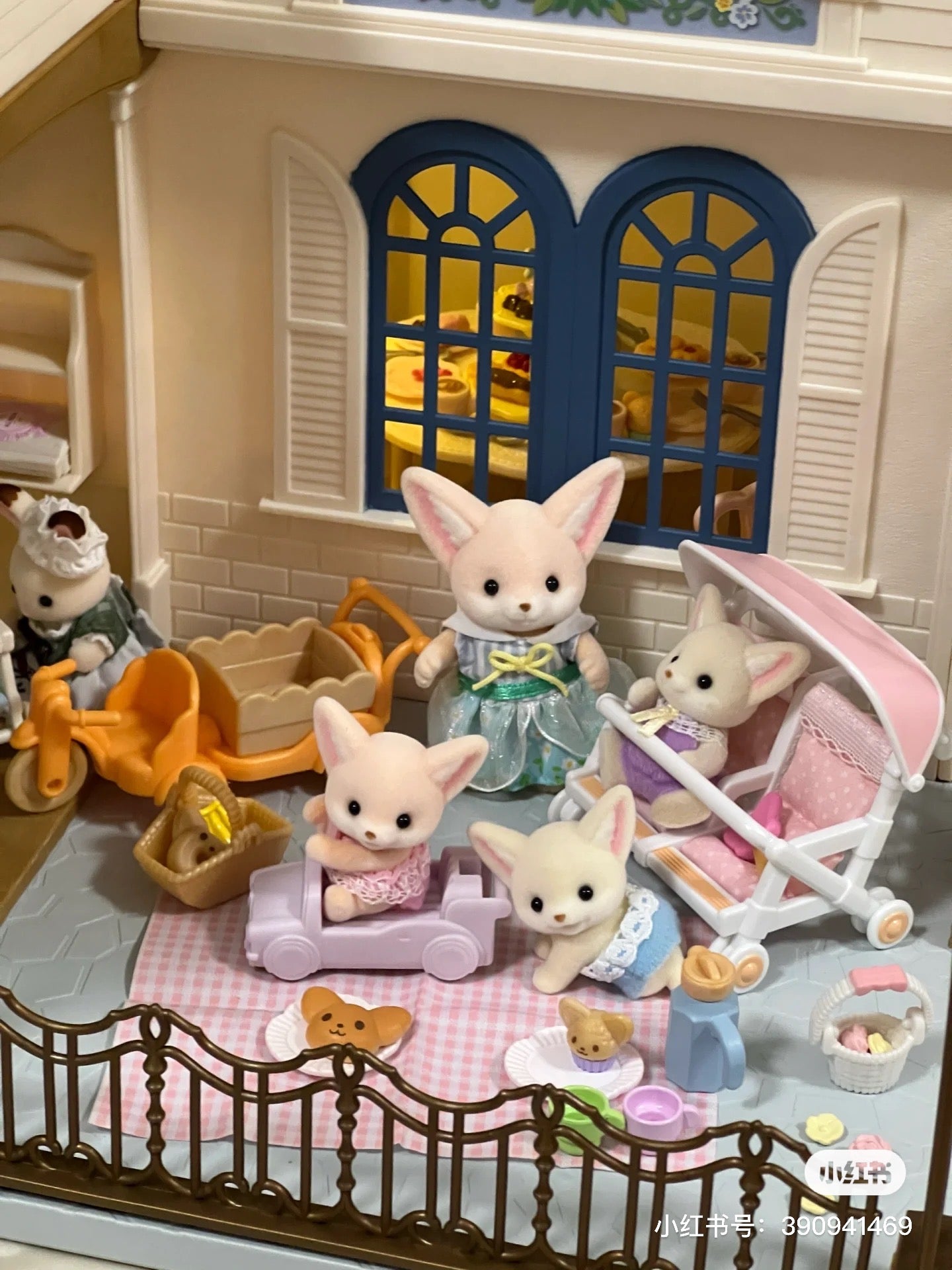SylvanianFamilies森贝儿家族｜Double Push Chair 带篷粉色双胞胎婴儿车/玩具/过家家4533