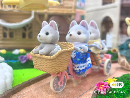 SylvanianFamilies森贝儿家族｜Husky-Linnea哈士奇双胞胎骑车套组/玩具/过家家