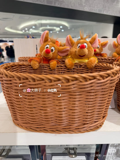 Disney迪士尼｜Interior Animal x Jag &amp;Gus The Mouse Basket东迪《灰姑娘》的朋友小老鼠毛绒玩偶收纳筐｜约高 18.5 x 宽 22.5 x 深 20 (cm)