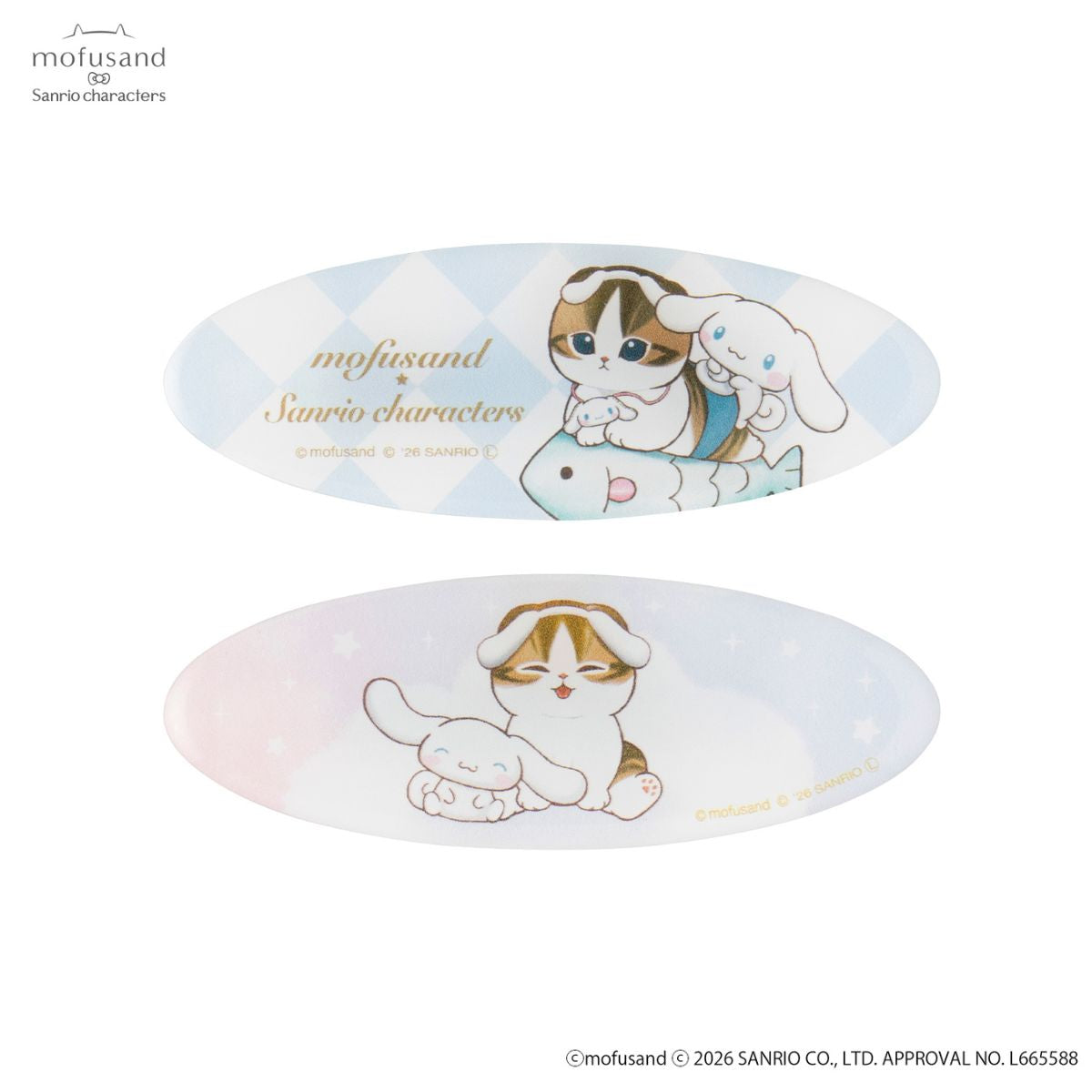 Mofusand｜ Sanrio Characters Oval Hair Clip Set｜H26×W71mm approx.
