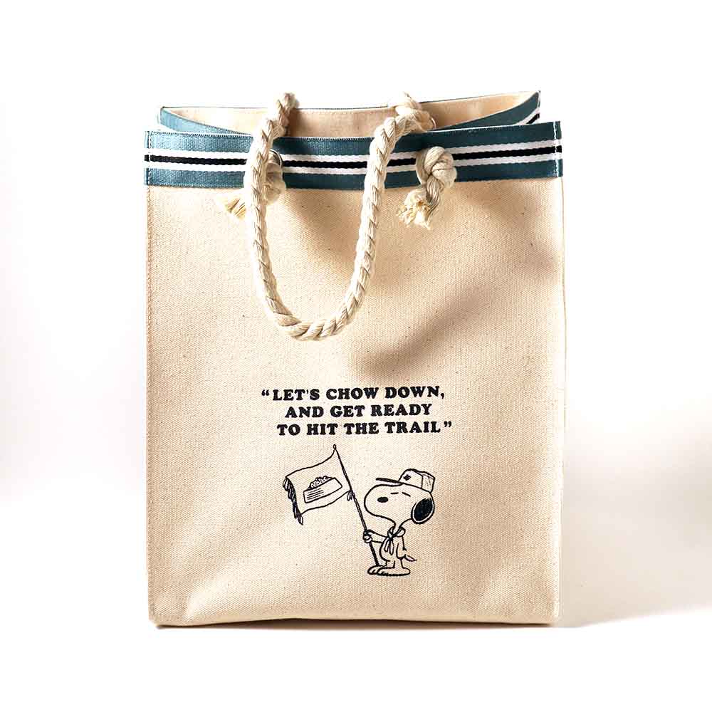 Snoopy｜Hit the Trail限定Beagle Scout 绳结帆布托特包/大容量购物袋｜约W300×H350×D300㎜
