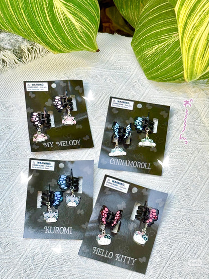 Sanrio｜Butterfly Swaying Charm Mini Hair Clip Set｜3×2.5×2.5cm approx.