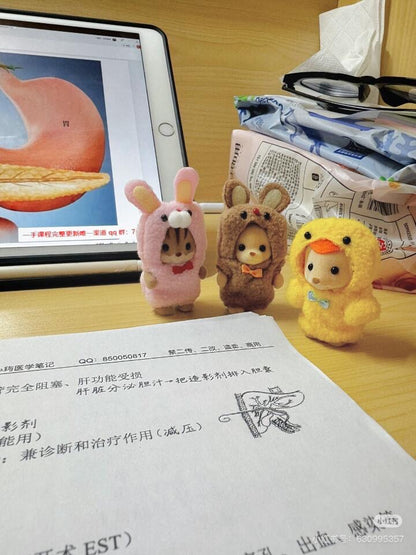 SylvanianFamilies森贝儿家族｜Baby Trio Mascot Costume动物睡衣变装三小只站宝套组