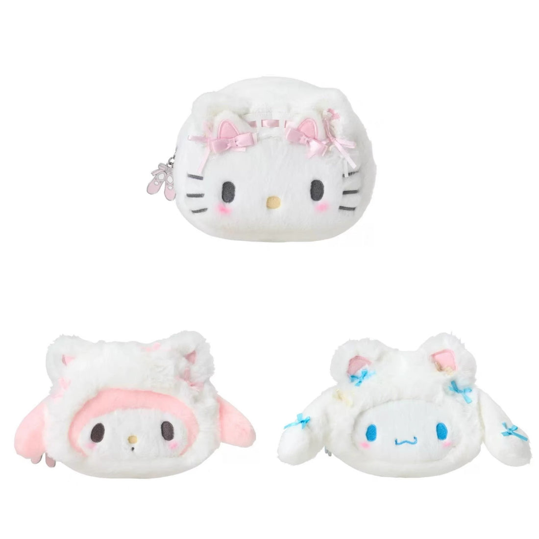 Sanrio｜White Cat Ballerina Face Shaped Pouch｜W14 x D6 x H10cm approx.