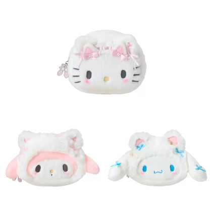 Sanrio｜White Cat Ballerina Face Shaped Pouch｜W14 x D6 x H10cm approx.