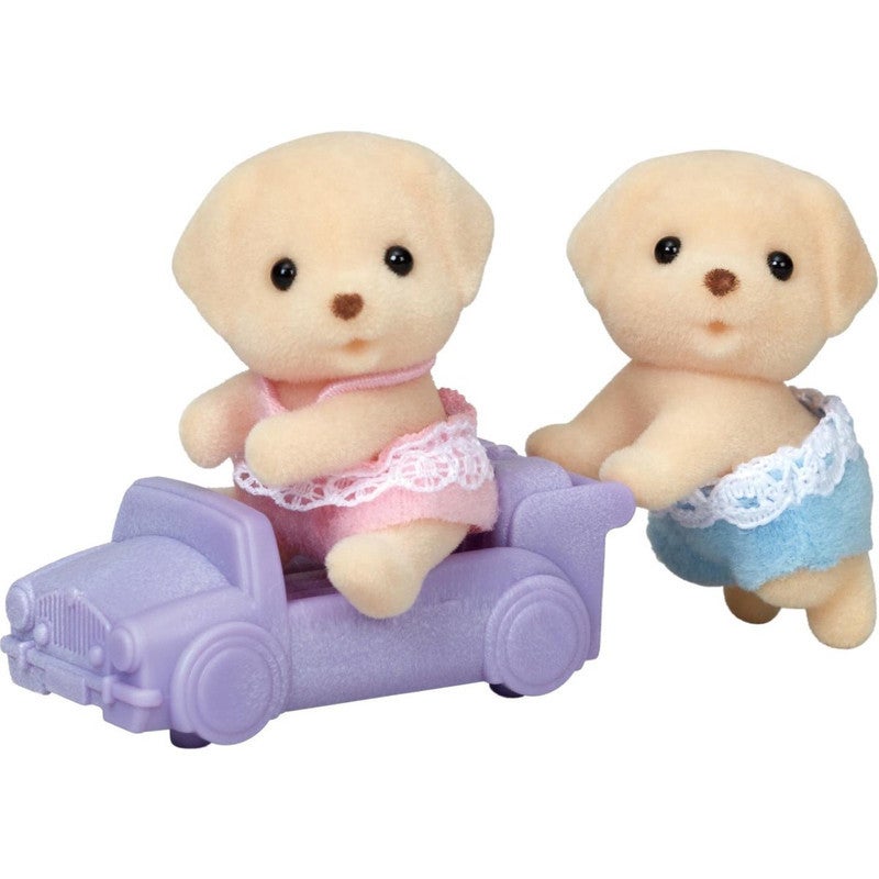 SylvanianFamilies森贝儿家族｜Yellow Labrador Twins拉布拉多双胞胎宝宝推车套组/玩具/过家家