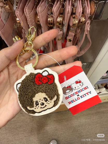 Monchhichi｜Sanrio Hello Kitty Monchhichi x Hello Kitty Sagara Embroidery Keychain｜5.5cm x 5.9cm x 1.5cm approx.