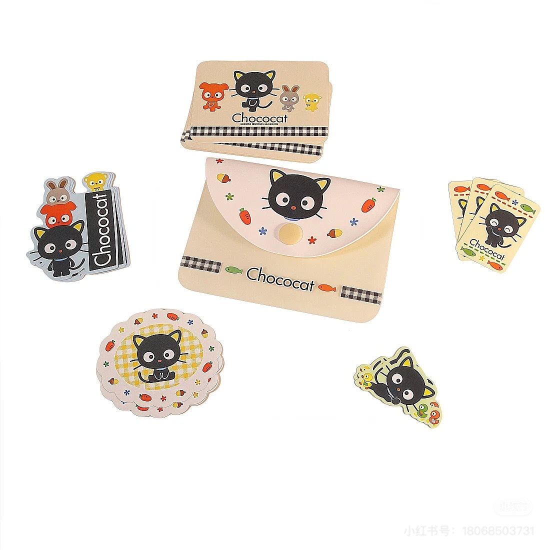 Sanrio｜Cat Club Sticker &amp; Case Set｜10.9 x 8.2 x 1cm approx.