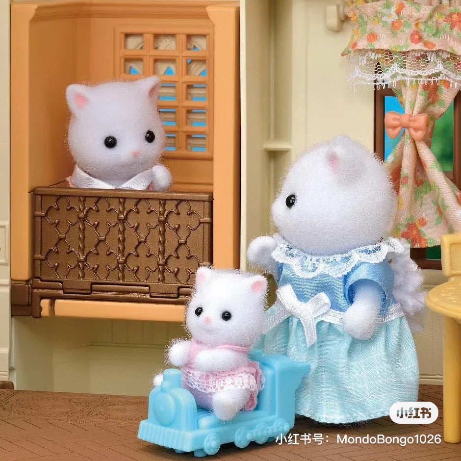 SylvanianFamilies森贝儿家族｜Persian Cat Twins 波斯猫双胞胎宝宝推车套组/玩具/过家家5457