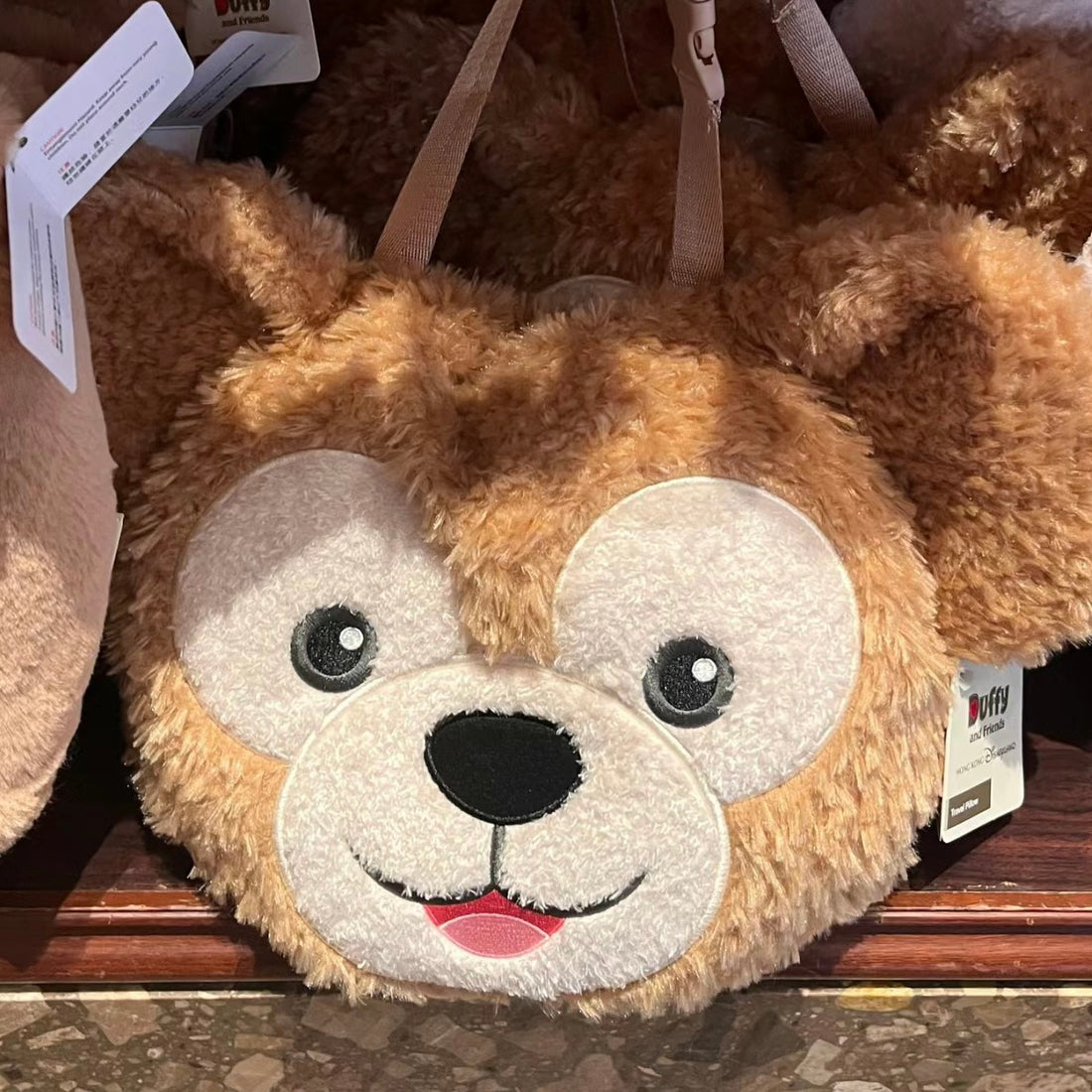 Disney HK｜达菲duffy毛茸茸大脸手拎包/U型枕/颈枕