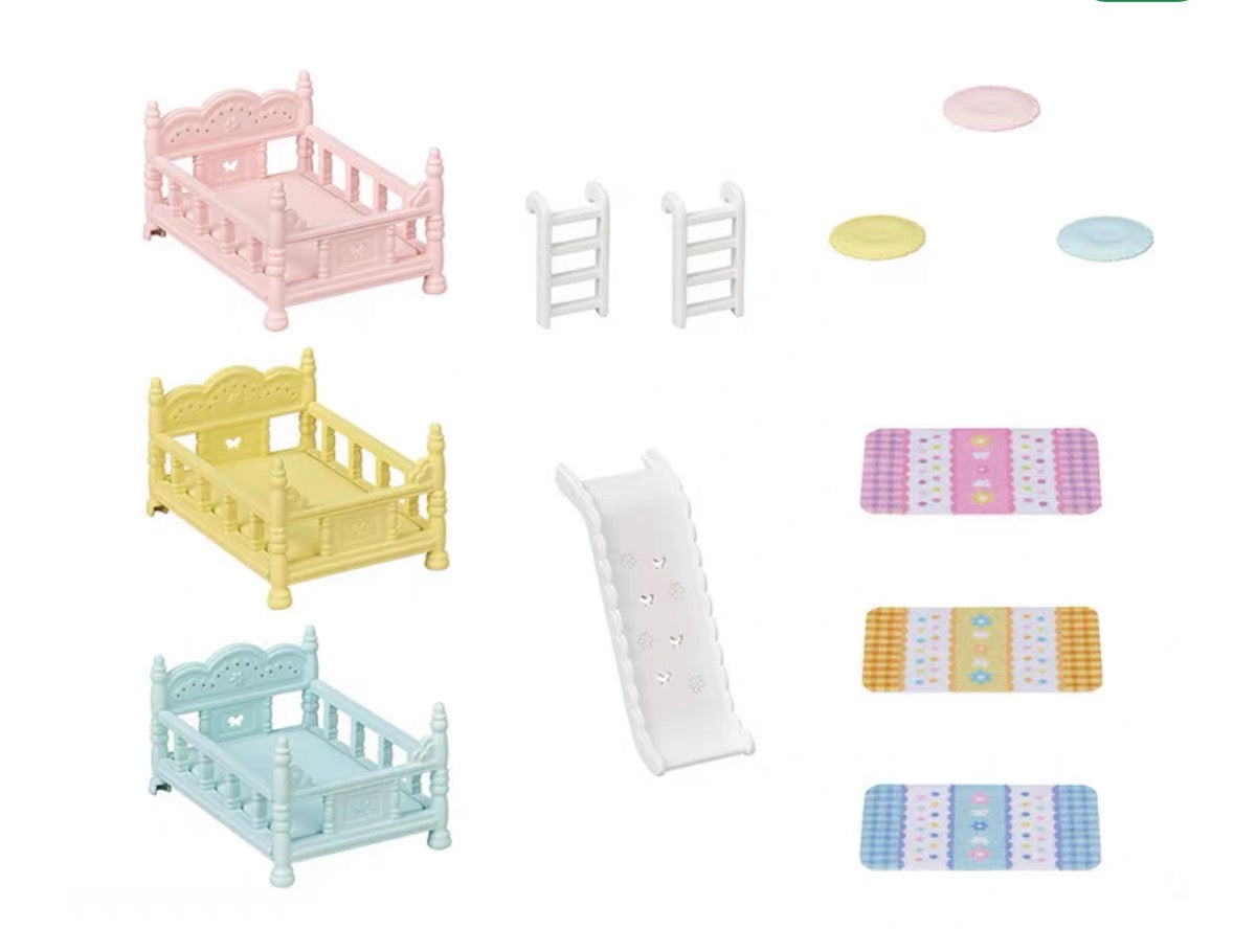 SylvanianFamilies森贝儿家族｜Triple Bunk Beds with Slide可自由拼接三层婴儿床套组/玩具/过家家5741