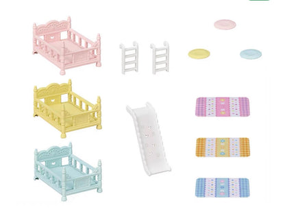 SylvanianFamilies森贝儿家族｜Triple Bunk Beds with Slide可自由拼接三层婴儿床套组/玩具/过家家5741