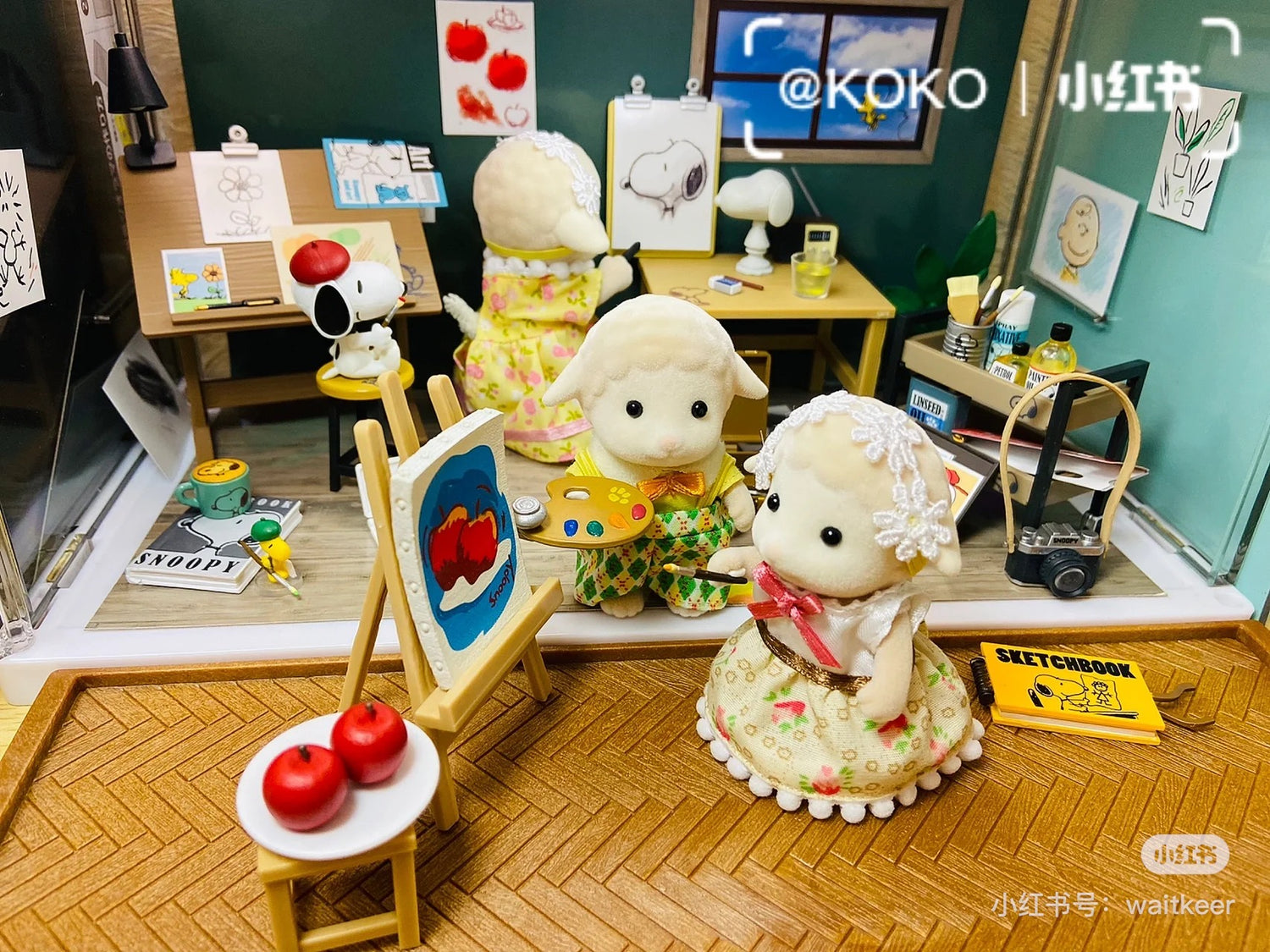 SylvanianFamilies森贝儿家族｜Sheep Family绵羊家族一家四口植绒站宝套组/玩具/过家家5619