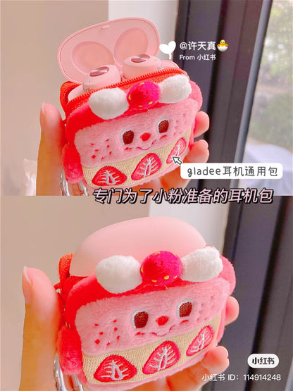 Gladly gladee｜草莓/柠檬芝士蛋糕无线耳机手袋零钱包/Airpods收纳袋/耳机包｜约70 x 65 x 25 mm