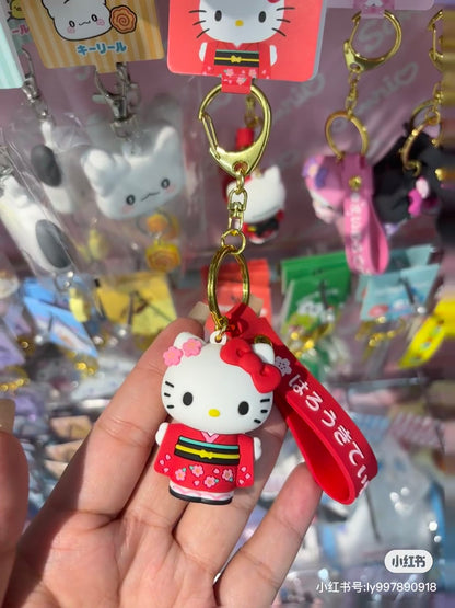 Sanrio三丽鸥｜Keycharm Kimono和服系列超有质感硅胶可爱角色钥匙扣挂件/包挂｜约3.7 x 7.2 x 7.5cm