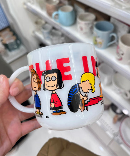 Snoopy史努比｜Peanuts glass mug /Friends Happy Puppy Rainbow快乐朋友彩虹大容量马克杯/水杯/咖啡杯/奶白玻璃质感｜440ml