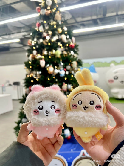 Chiikawa 吉伊卡哇｜Hossa Fussa pajamasMascot毛茸茸冬日睡衣可爱角色毛绒玩偶挂件/包挂｜约H115×W90×D45mm