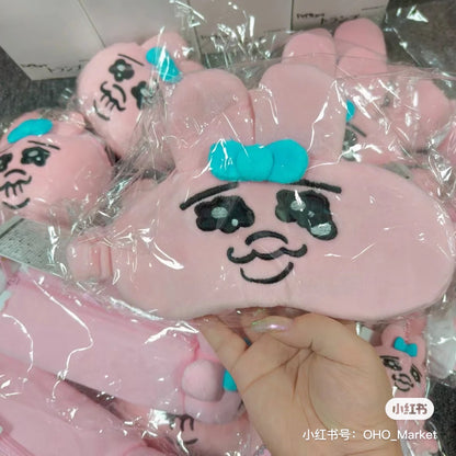 Opanchu usagi｜内裤兔丑可爱眼罩/背面口袋可储存冷/热袋｜约宽 195 x 高 160 mm