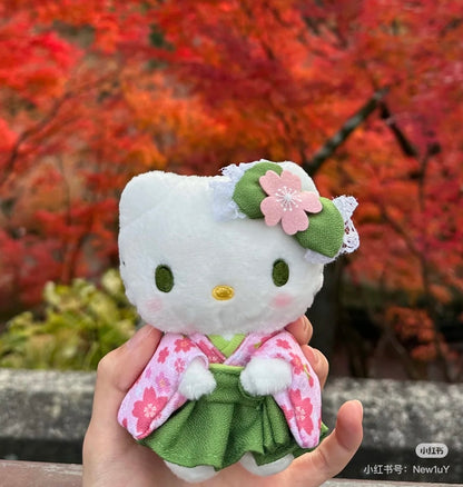 Sanrio三丽鸥｜Mascot Holder/ Matcha Sakura Kimono抹茶和服系列毛绒玩偶挂件/包挂｜约90×120×60mm