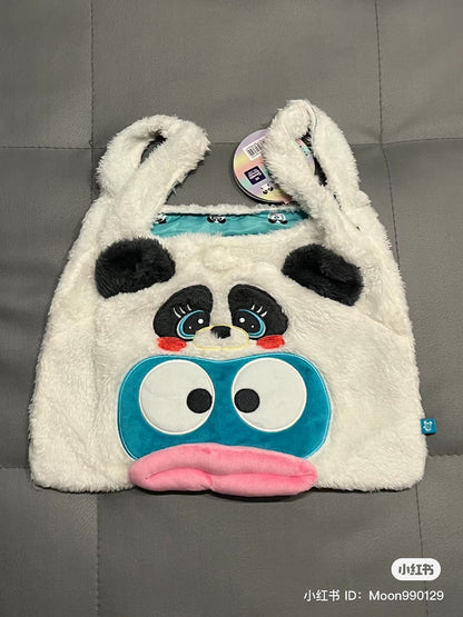 Sanrio｜熊熊换装系列可爱毛茸茸手提包/收纳包/背后有小尾巴/防水满印内里｜约280mm×360mm×130mm