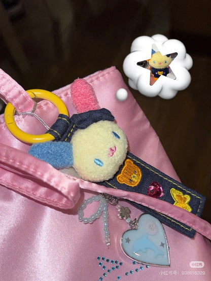 Sanrio三丽鸥｜Tag Keychain/ Denim Patch牛仔丹宁贴布系列吊牌钥匙扣/包挂/反面有名字刺绣｜约18.3 x 6.0 x 2.2cm