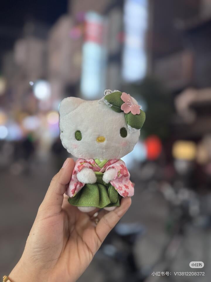Sanrio三丽鸥｜Mascot Holder/ Matcha Sakura Kimono抹茶和服系列毛绒玩偶挂件/包挂｜约90×120×60mm